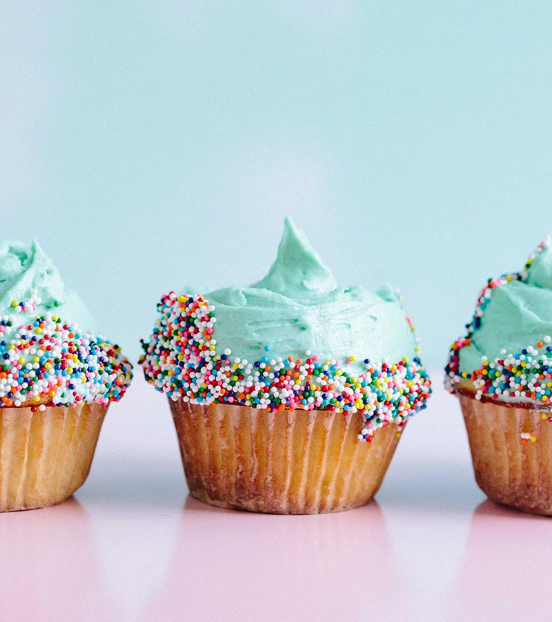 Cupcakes lined up