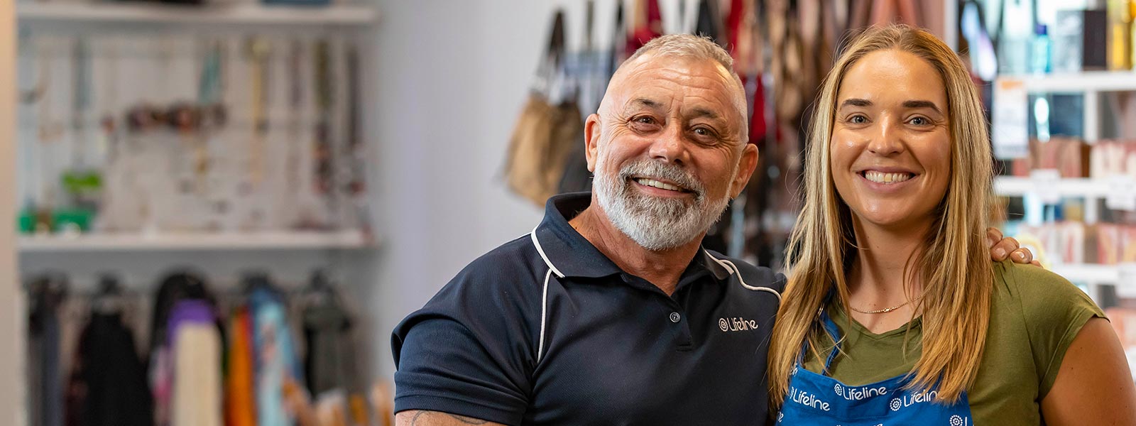 Lifeline shop workers smiling